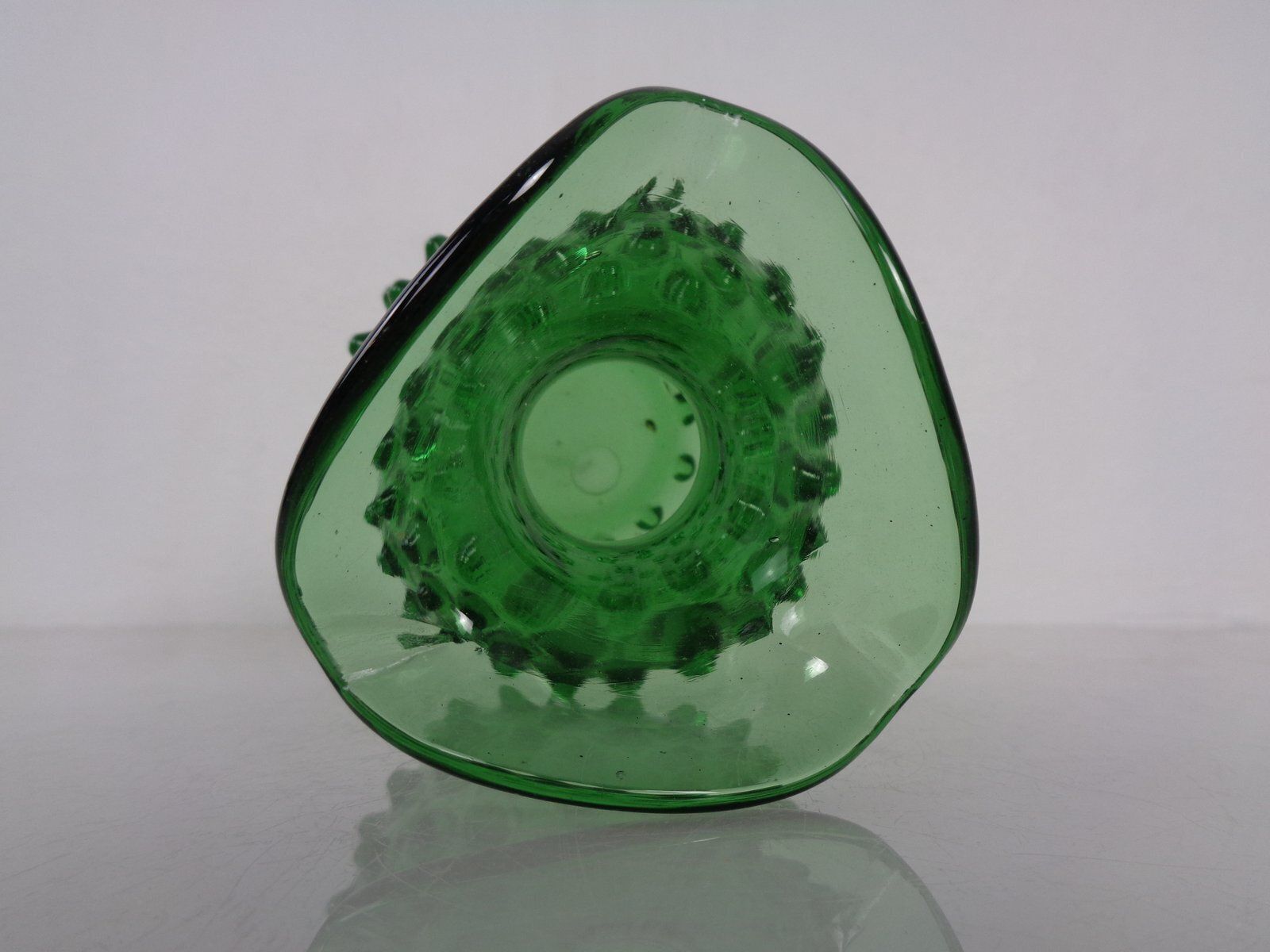 Home Decor Italian Green Bubble Glass Vase & Bowl From Empoli, 1960s, Set Of 2 photo
