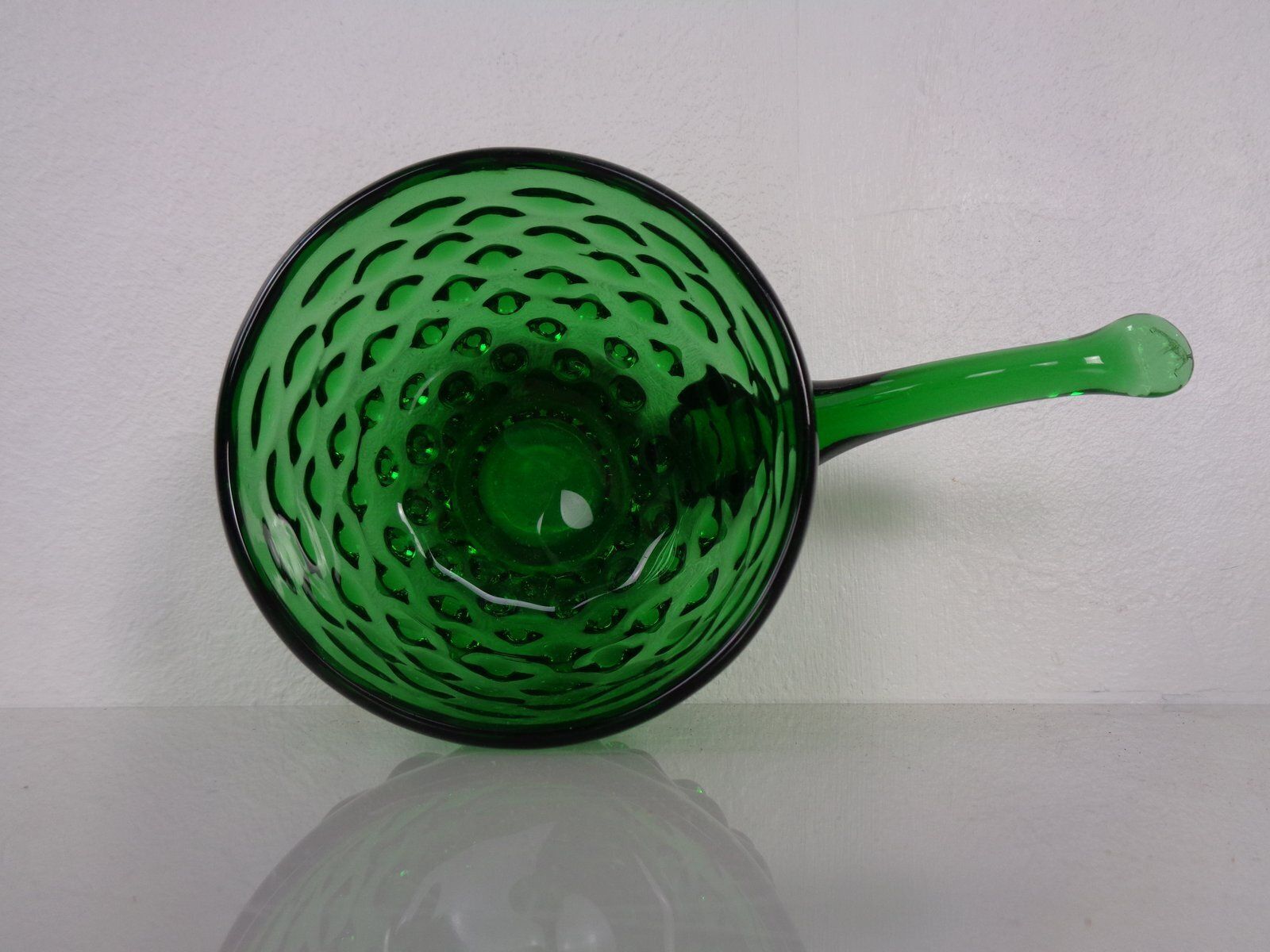 photo vinterior Italian Green Bubble Glass Vase & Bowl From Empoli, 1960s, Set Of 2