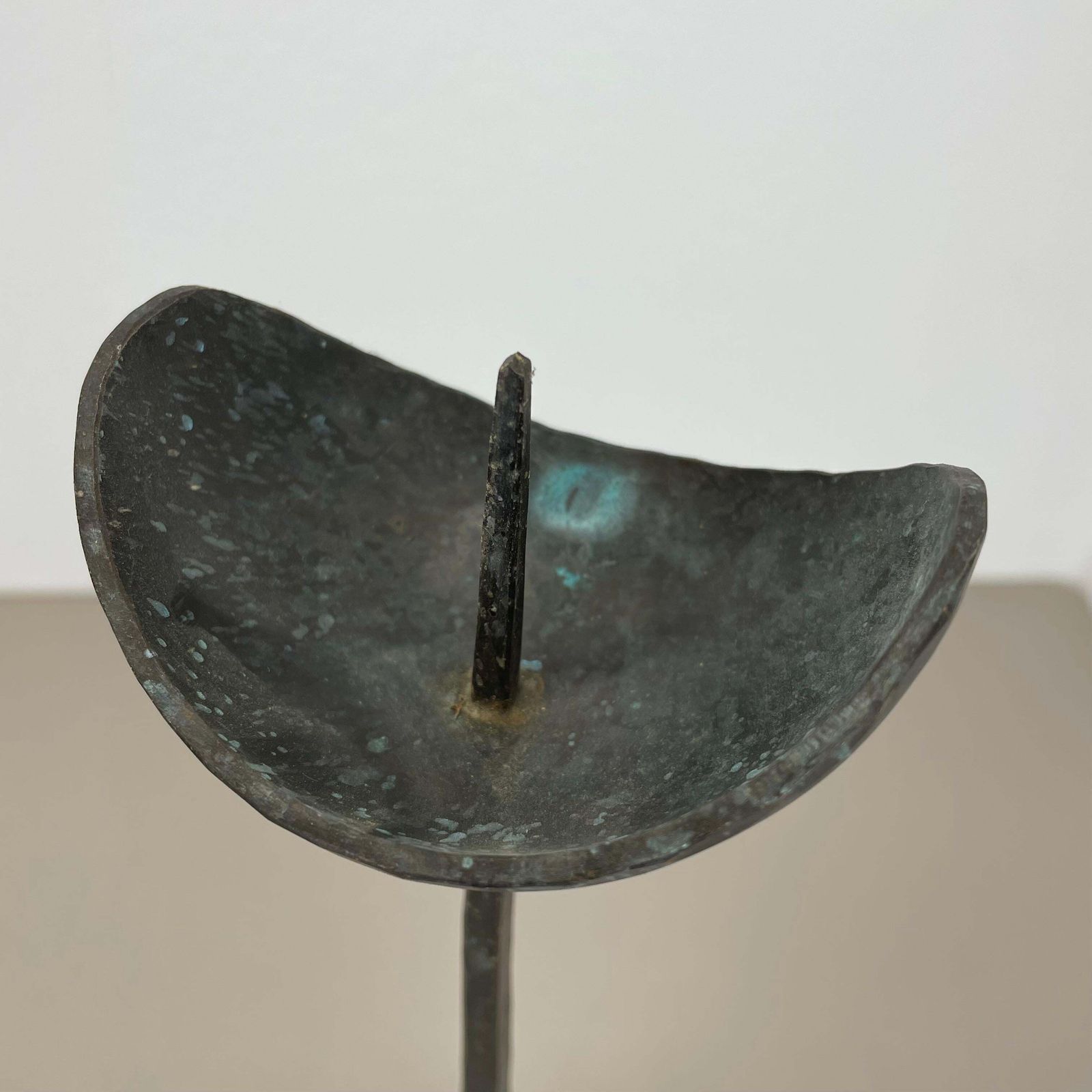 Large 47cm Brutalist Cast Iron Candleholde By Manfred Bergmeister, Germany 1970 photo vinterior