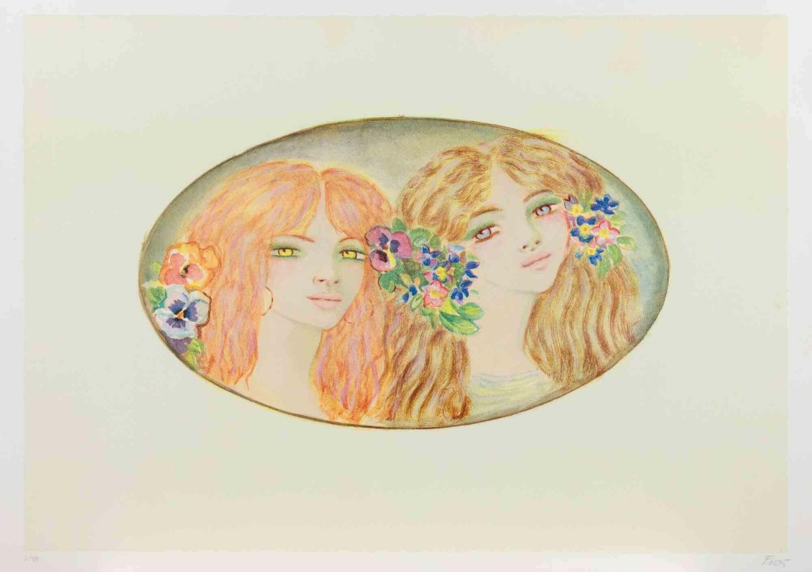 Felicita Fraitwo Girls   Lithograph By Felicita Frai   1980s1980s