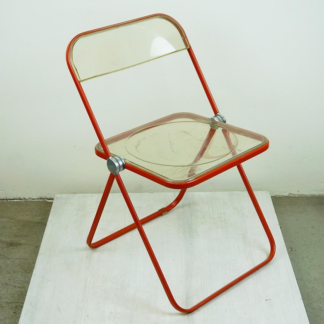 Red Plia Lucite Folding Chair By G. Piretti For Castelli Italy photo 398.0