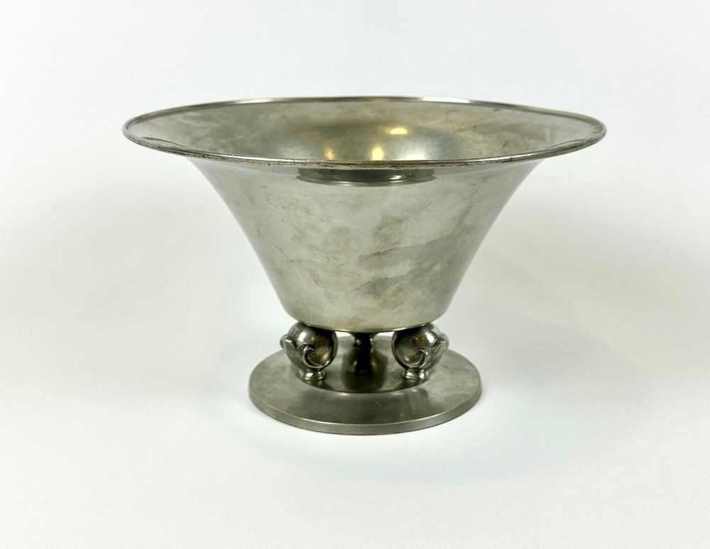 Swedish Art Deco Pewter Bowl By Edvin Ollers For Schreuder & Olsson, 1944