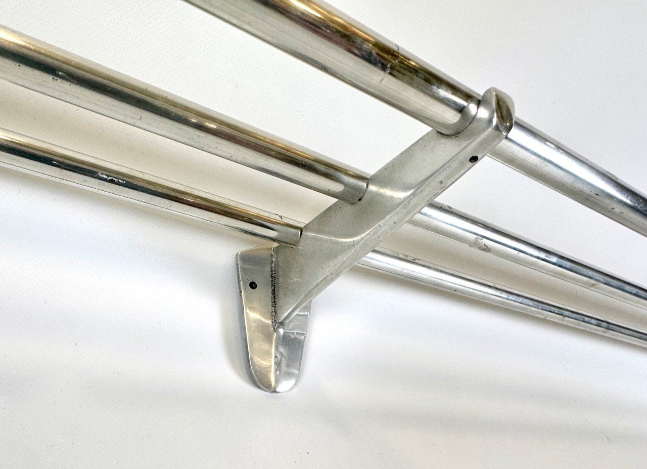 Long Bauhaus Wall Mounted Shelf In Tubular Aluminum, 1940s photo 389.0