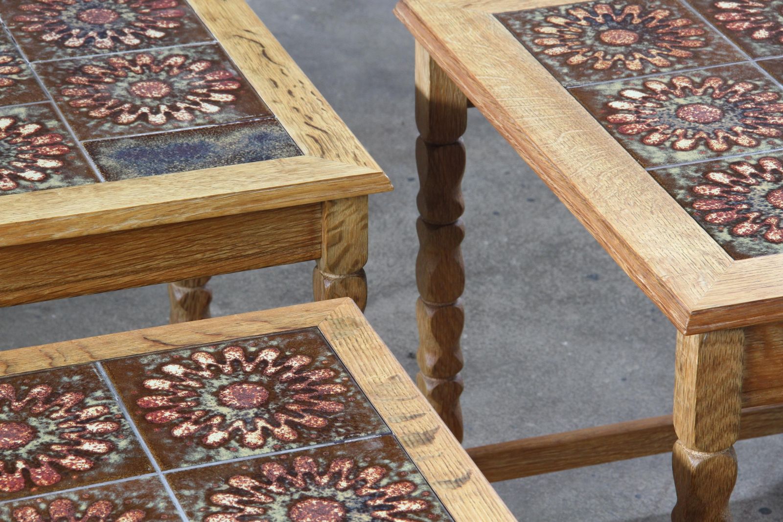 photo buy Vintage 60s Danish Brutalist Oak Nesting Tables In The Style Of Henning Kjærnulf