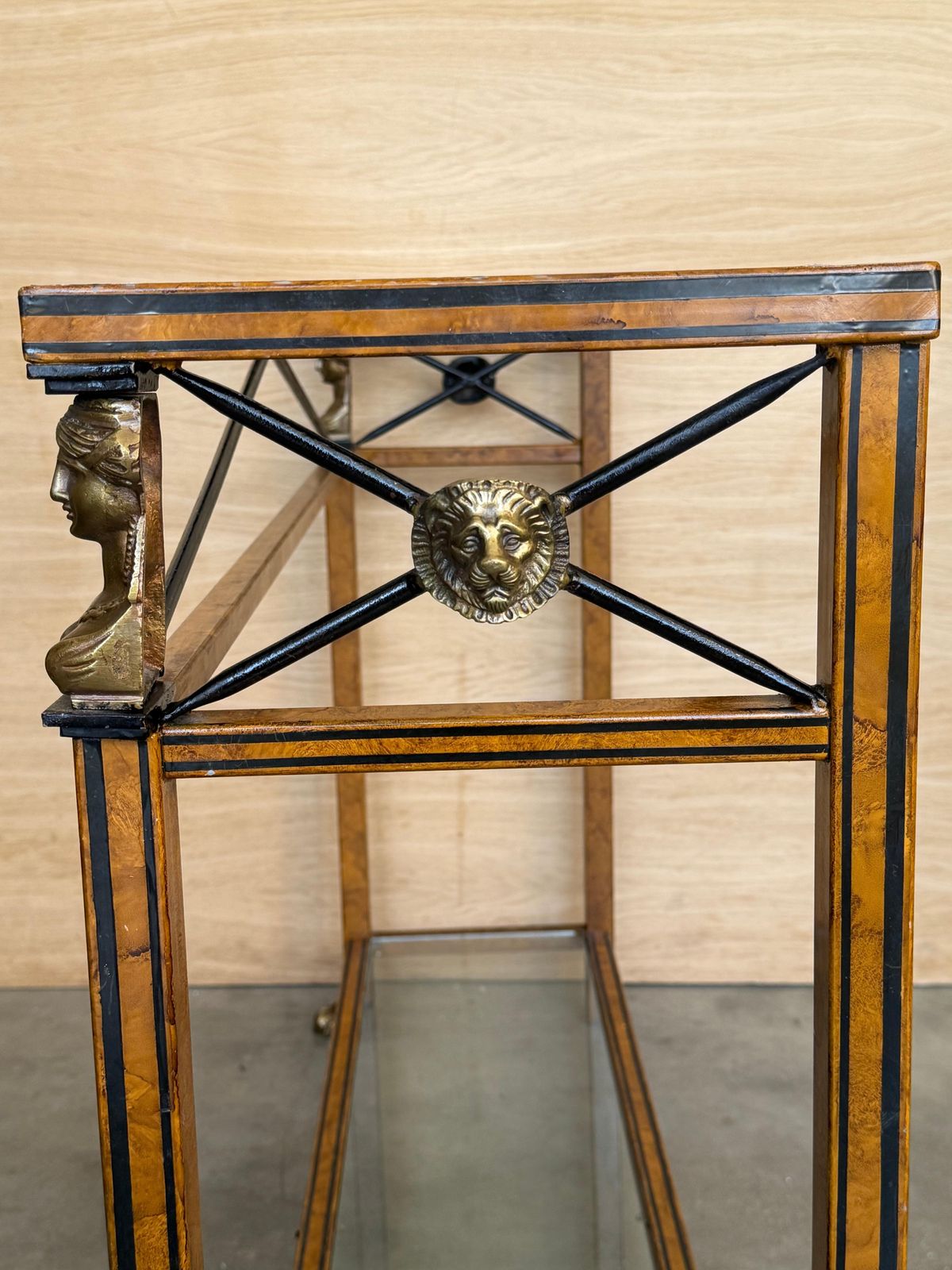 1992.0 Maison Jansen Style Neoclassical Brass, Steel & Glass Console, France, C 1960 photo