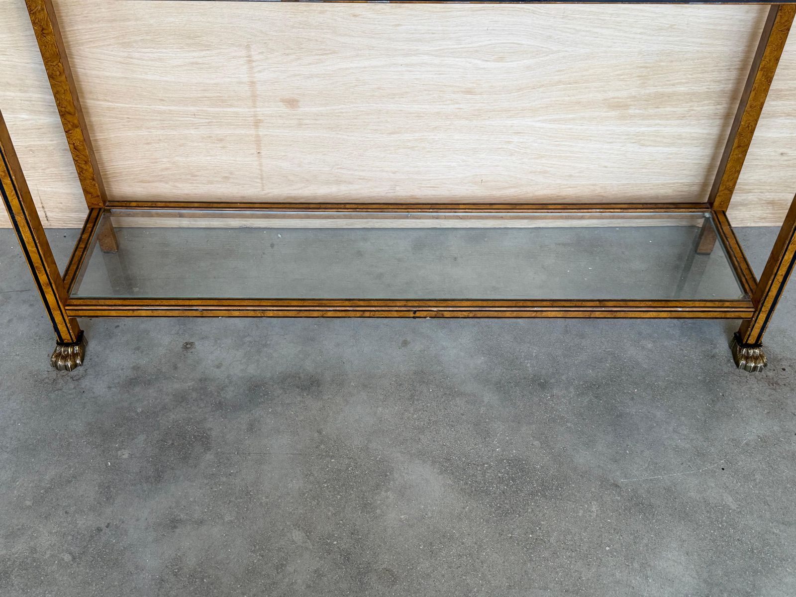 photo vinterior Maison Jansen Style Neoclassical Brass, Steel & Glass Console, France, C 1960