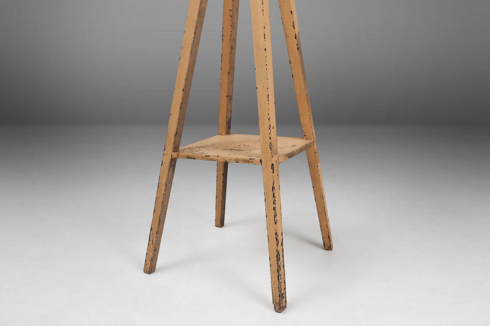 Industrial Painted Wooden Tripod Console Table With Rich Patina, 1890s photo buy