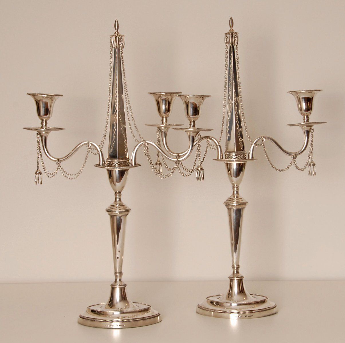 Antique Empire Sterling Silver Candleholders, 1853, Set Of 2 photo buy