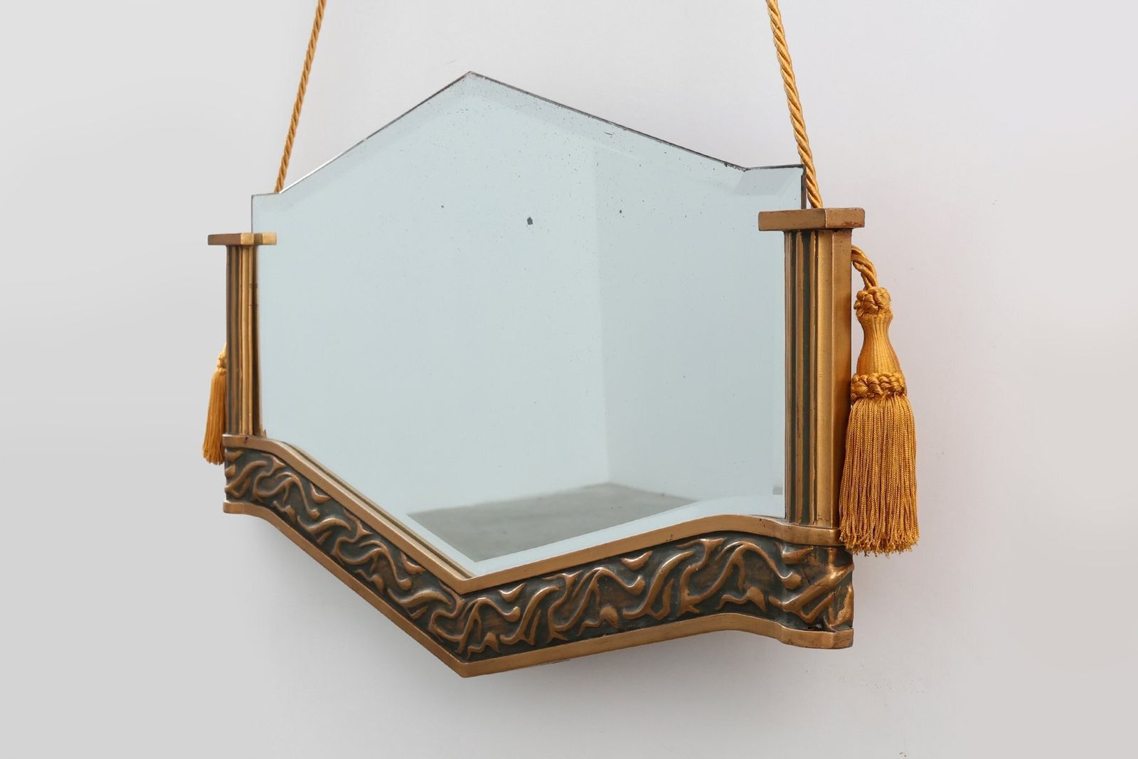 Art Deco Mirror In Gilt Wood, Belgium, 1920s photo vintage