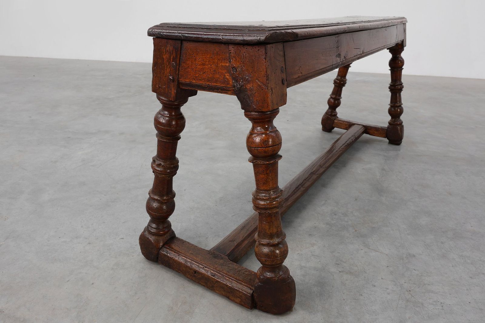 photo for sale Antique English Oak Farmhouse Bench, United Kingdom, 1850s