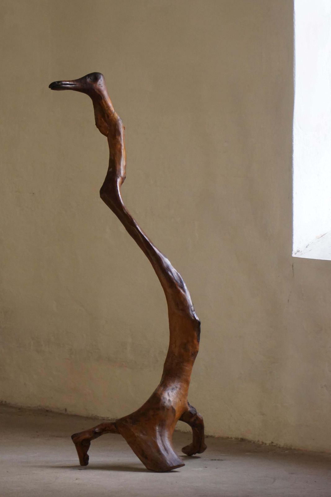 1934.0 French Mid Century Abstract Wooden Sculpture, Organic Carved Bird Form, 1960s photo