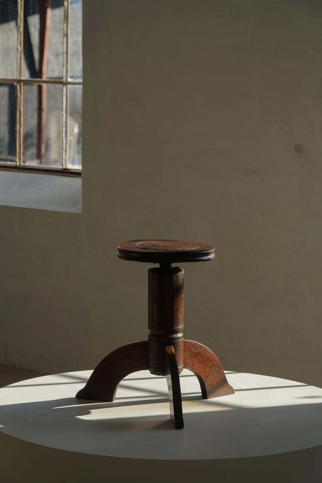 Early 20th Century, Adjustable Danish Art Nouveau Stool, Carved Wood, 1920s photo for sale