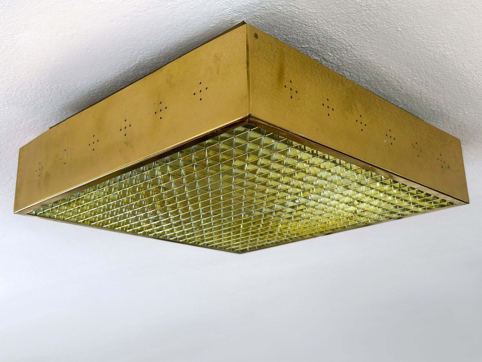 Elegant Mid Century Modern Brass Flush Mount Or Ceiling Lamp Sweden 1960s