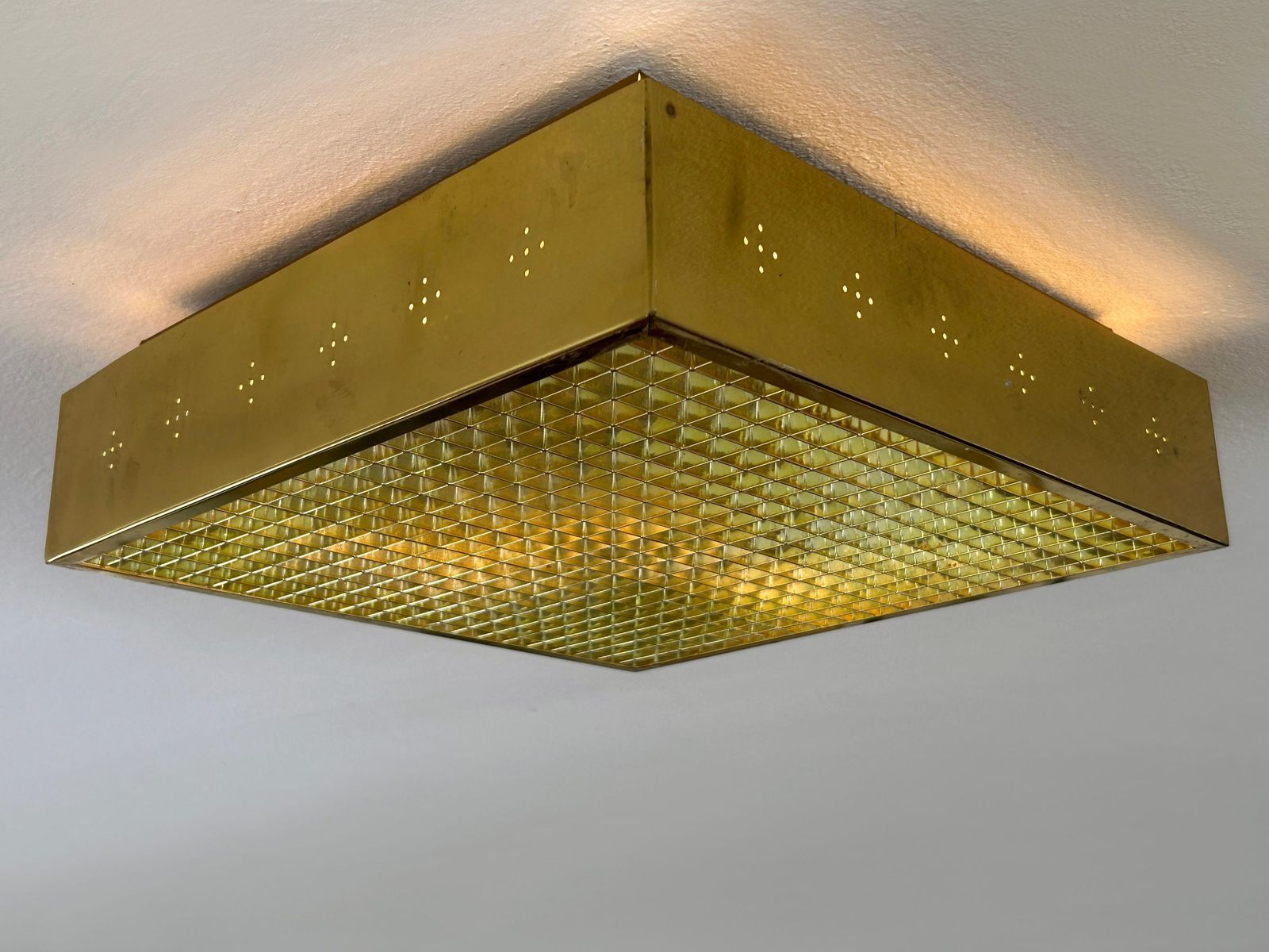 Elegant Mid Century Modern Brass Flush Mount Or Ceiling Lamp Sweden 1960s photo furniture