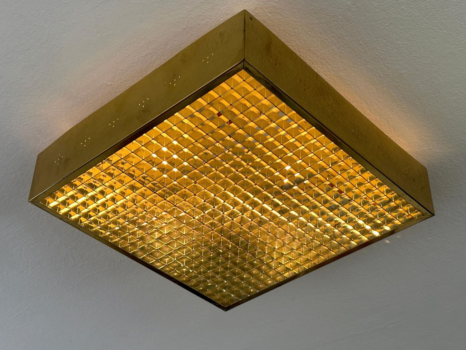 Elegant Mid Century Modern Brass Flush Mount Or Ceiling Lamp Sweden 1960s photo vinterior