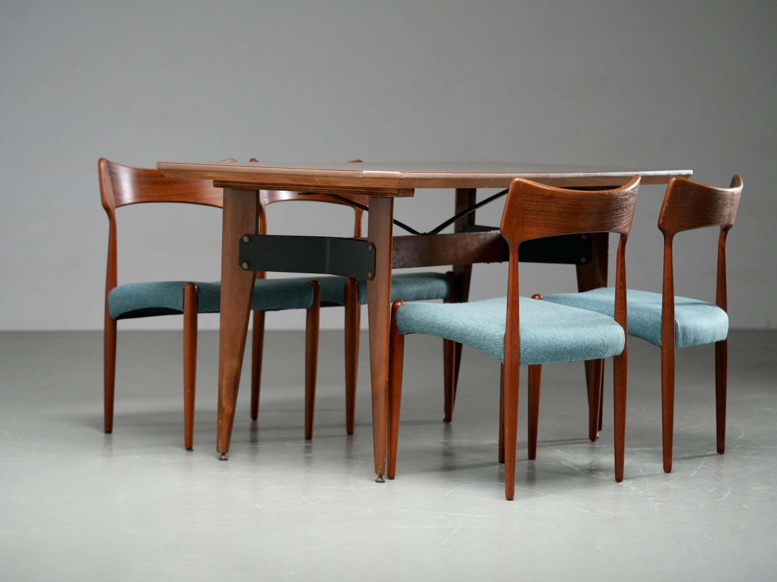 photo furniture Carlo Ratti Dining Table In Wood And Metal, Italy, 1960's