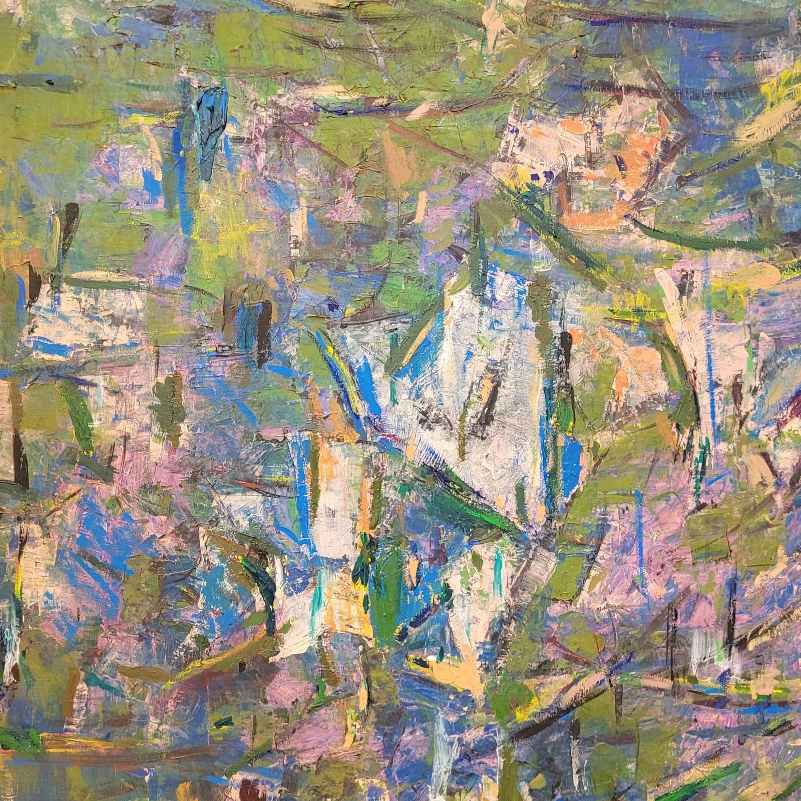 Large Abstract Expressionist Oil On Canvas Of Waterlilies, By Françoise Blanc 82.5x101cm photo furniture