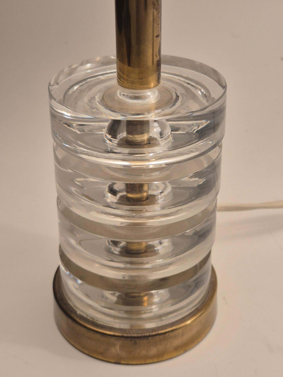 Timeless Pair Of Scandinavian Modern Table Lamps With Orrefors Glass And Brass photo 3059.0