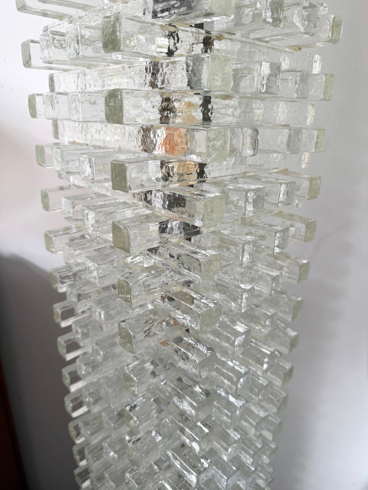 photo vinterior Mid Century Modern Glass Tower Floor Lamp By Poliarte, Italy, 1970s