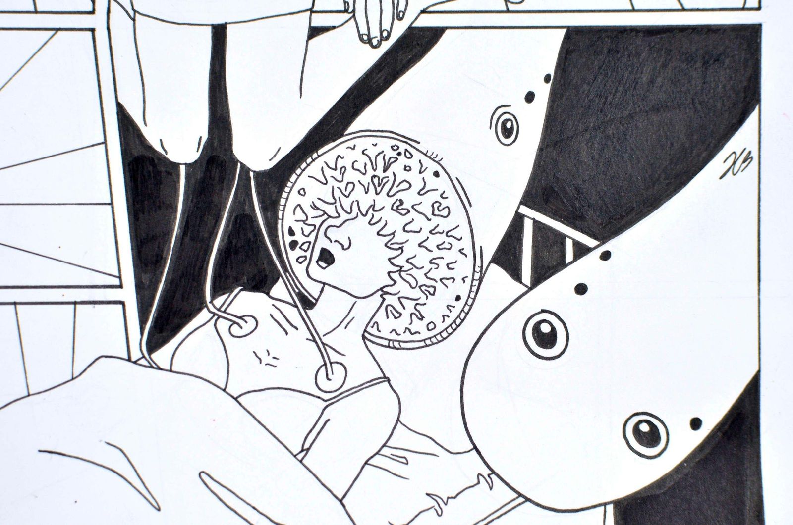 Herta Balodefainting. A Comic, By Herta Balode. 2023. Rapidograph, Marker. 21x30 Cm. Signed2023 photo 327.0