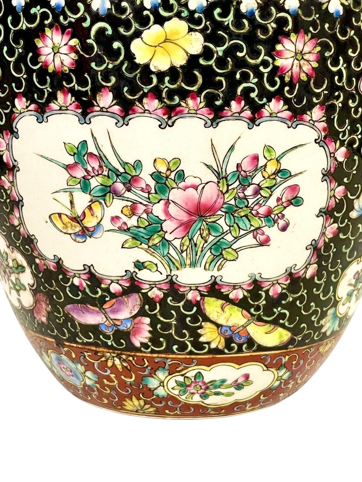 Large Chinese Famille Noire Porcelain Vase With Birds And Floral Panels photo buy