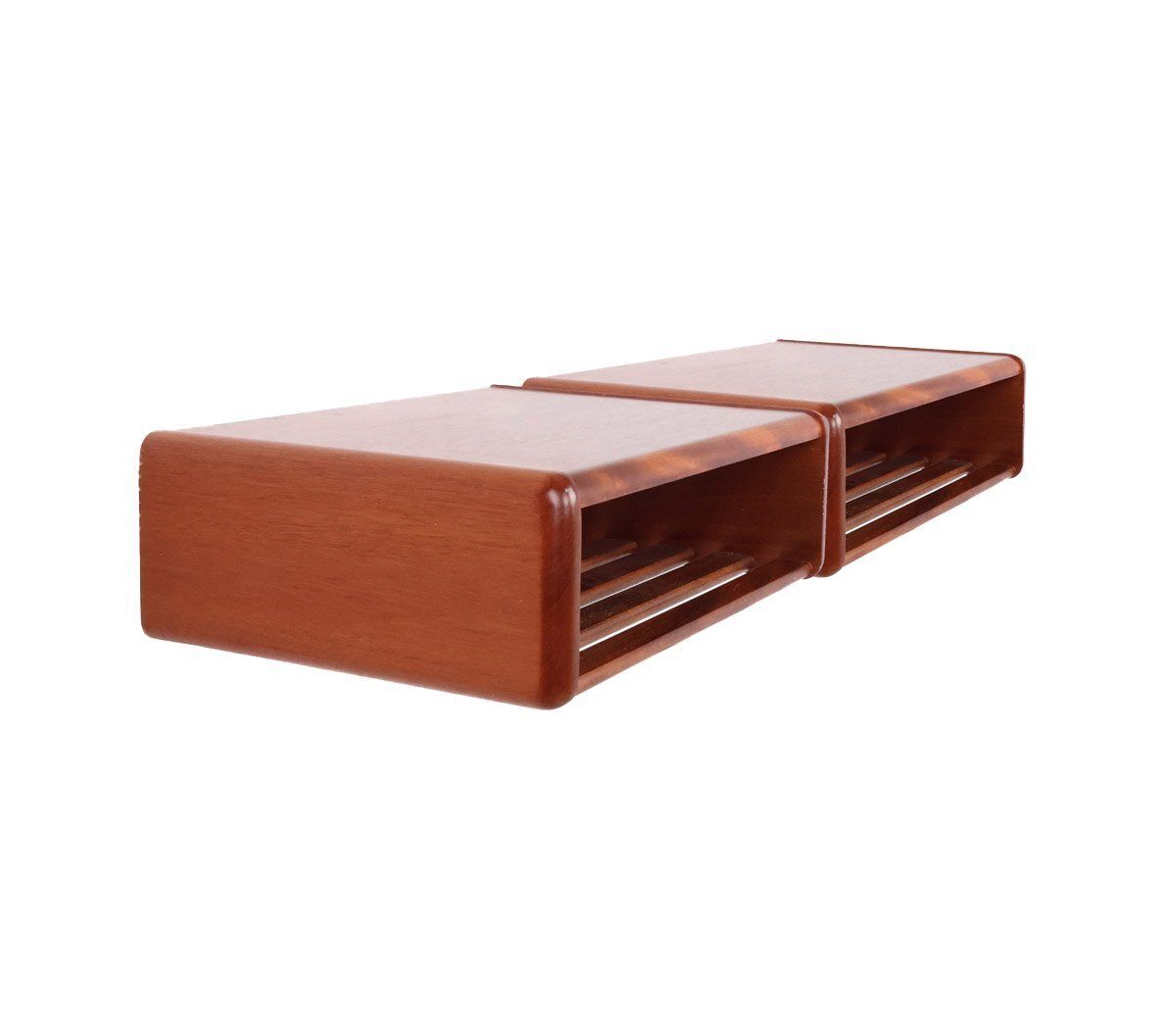 Vintage Floating Wooden Wall Bedside Tables, 1960s, Set Of 2