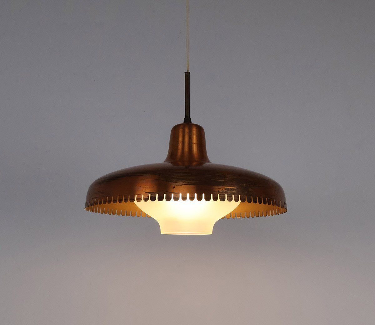 Vintage Copper And Glass Pendant Lamp By Jørn Utzon, 1940s photo for sale