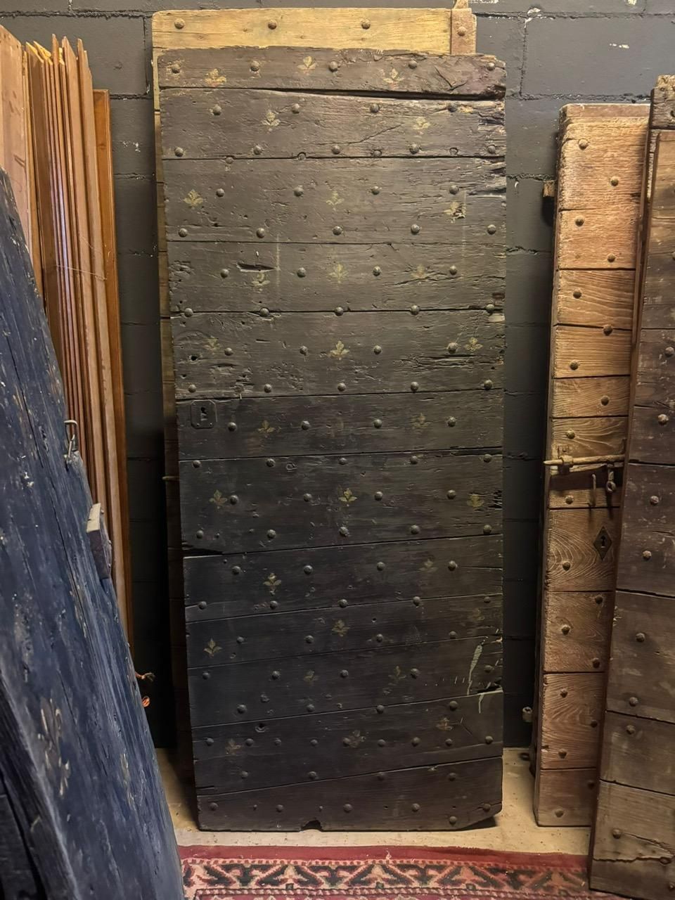 Rustic Lacquered Door With Lilies, 19th Century Era photo furniture