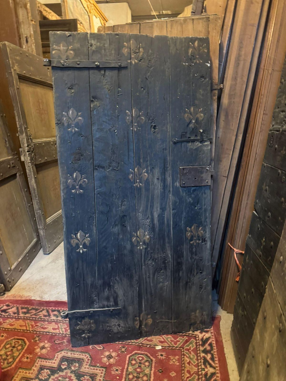 Rustic Lacquered Door With Lilies, 19th Century Era photo 1770.0