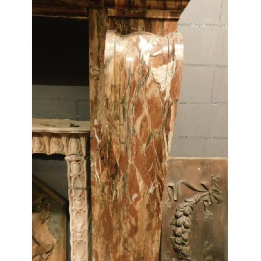 Fireplace Mantel In Levanto Red Marble, Applied Bronzes Empire Style, Italy photo vinterior