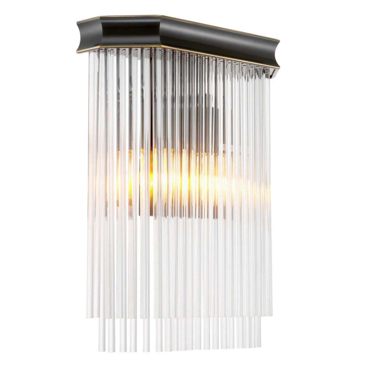 Pair Of Wall Lamps In Bronze Finish And Clear Glass photo furniture