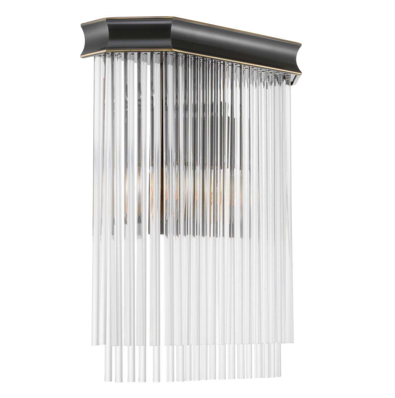 Pair Of Wall Lamps In Bronze Finish And Clear Glass photo for sale