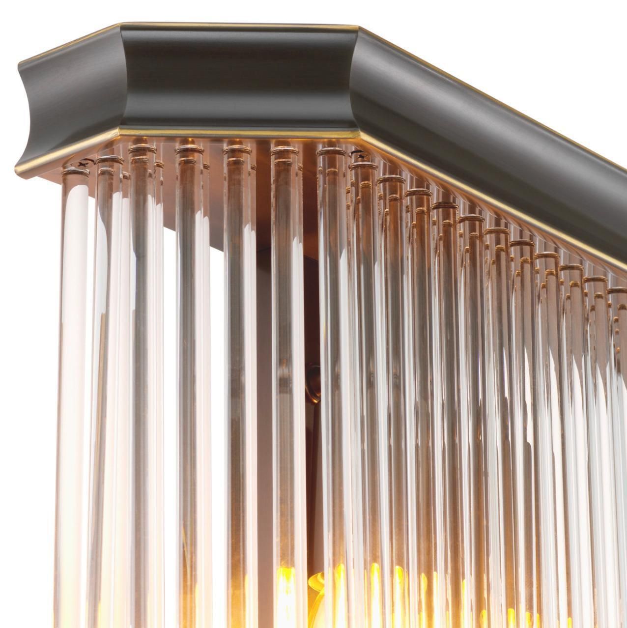 Pair Of Wall Lamps In Bronze Finish And Clear Glass photo vinterior