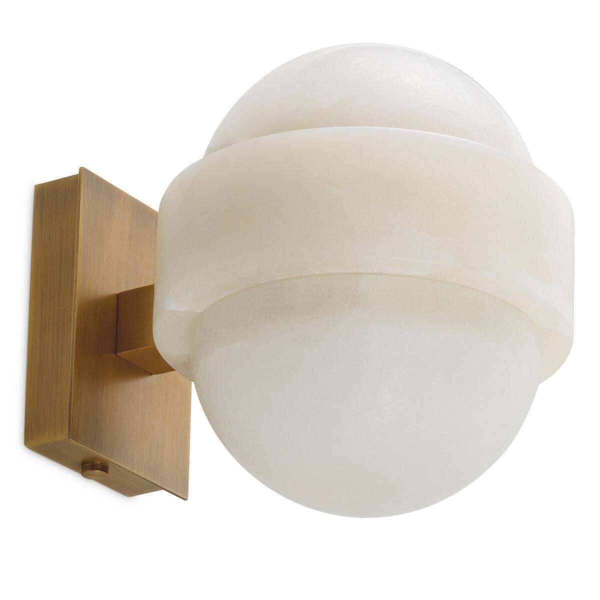 Lighting Set Of Two Brass And Natural Alabaster Wall Lamps photo