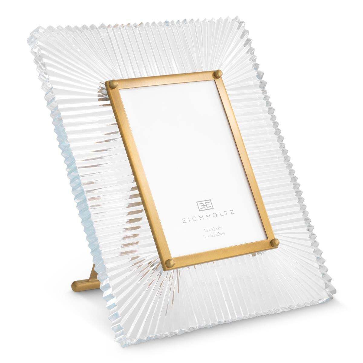 Set Of Two Brass And Carved Glass Picture Frame photo for sale