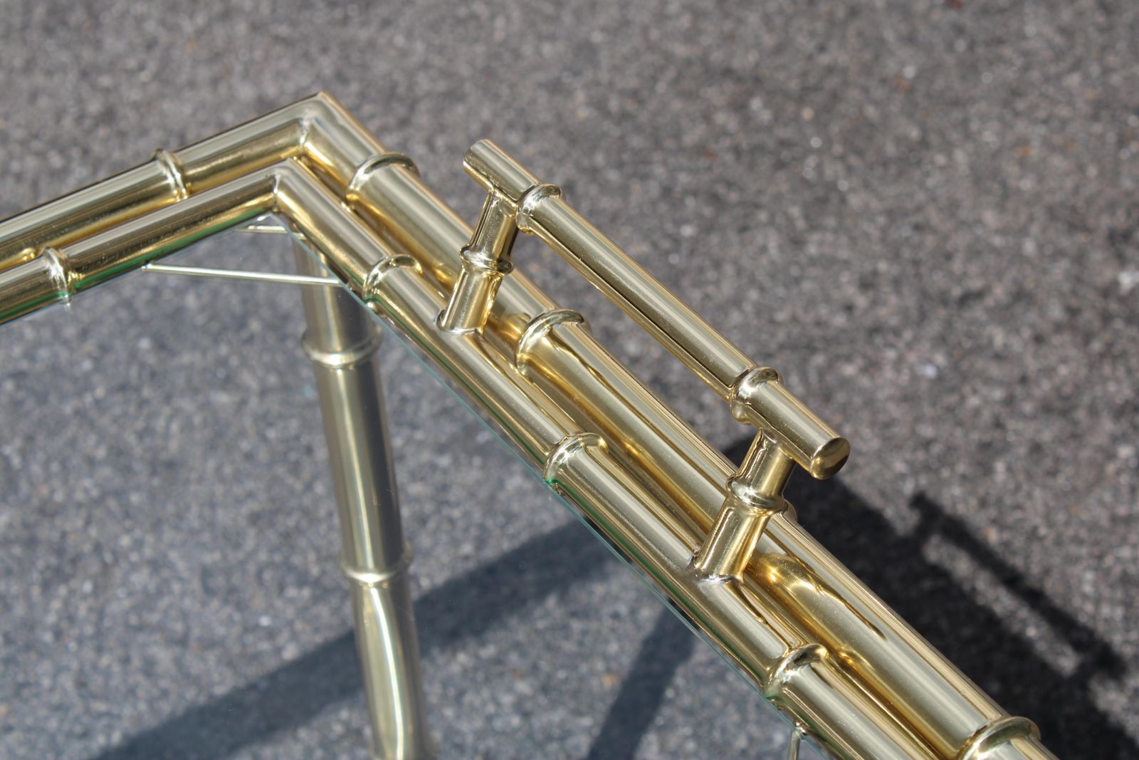 Bar Trolley Pull Out Tray Brass Shaped Bamboo Bar Trolley 1970 Italy photo buy