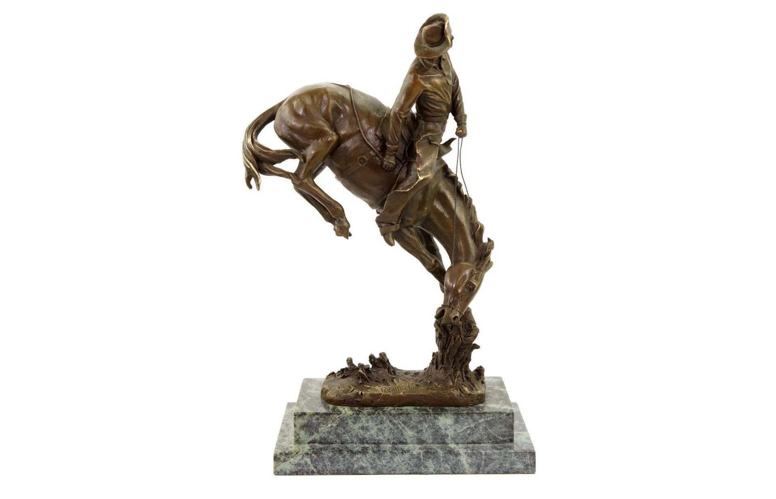 Western Bronze Cowboy On Horse Sculpture, 20th Century photo vinterior