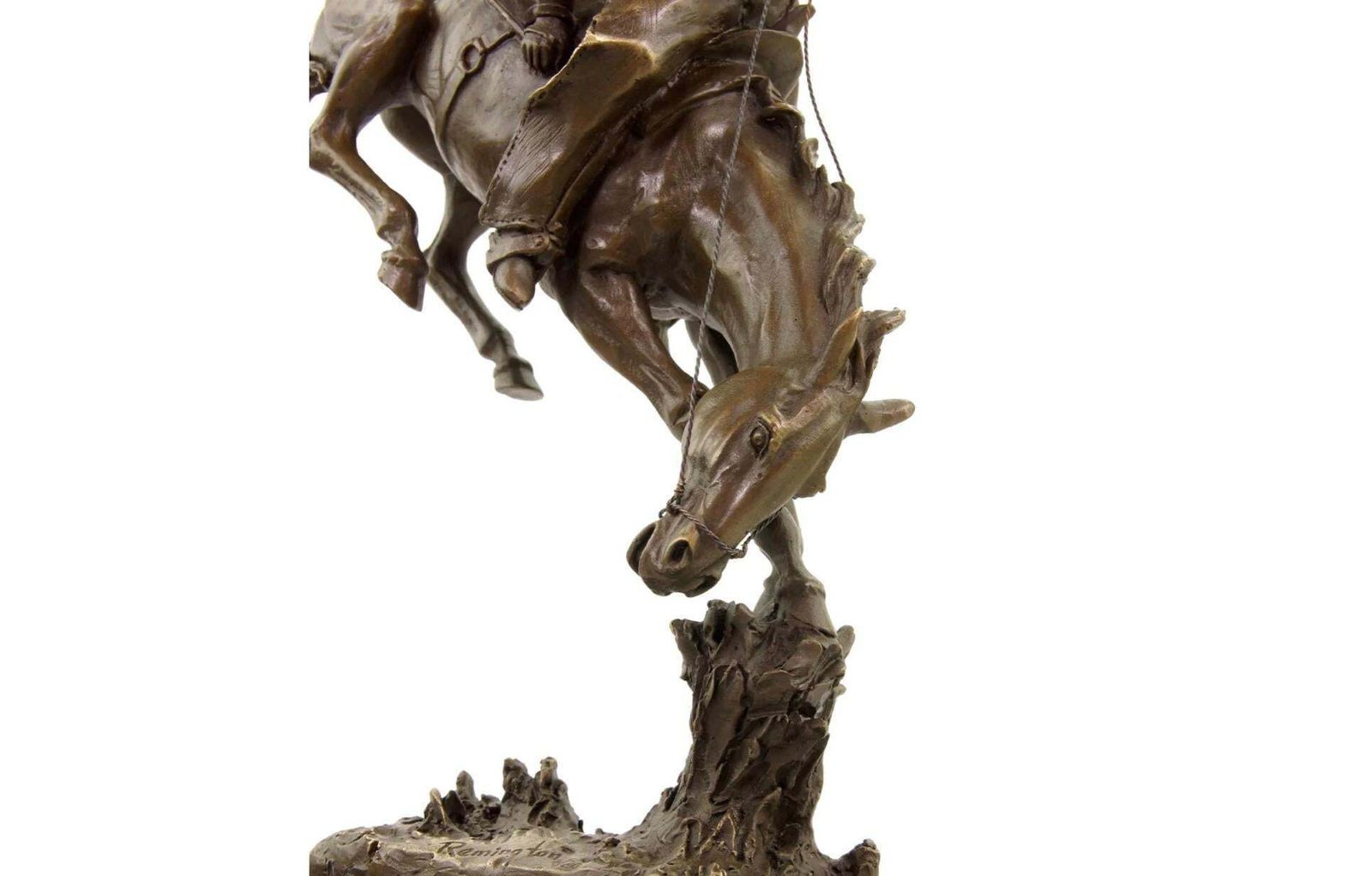 photo for sale Western Bronze Cowboy On Horse Sculpture, 20th Century