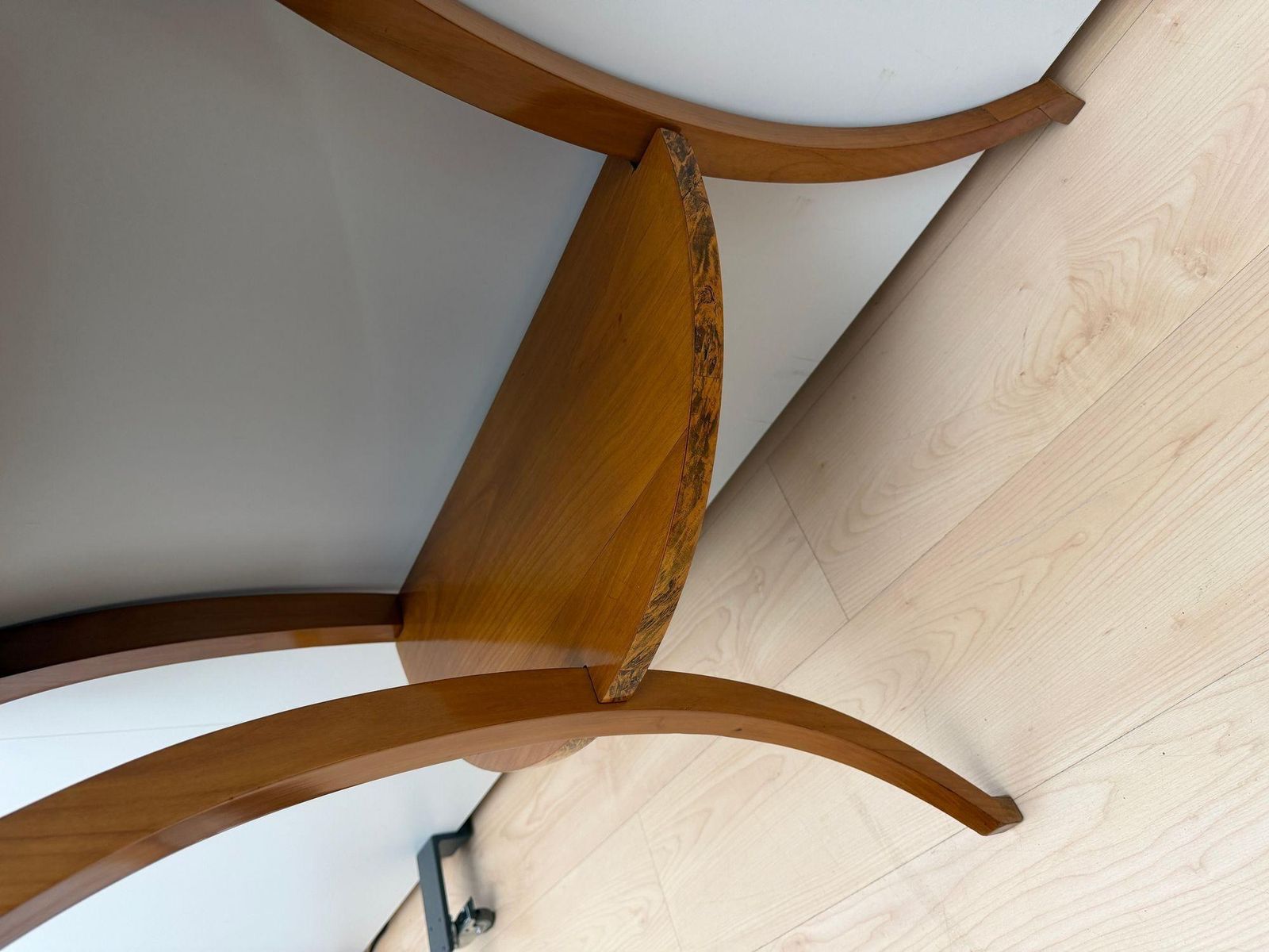 Furniture Biedermeier Demi Lune Console, Cherrywood, Birch Burl, Franconia Circa 1830 photo