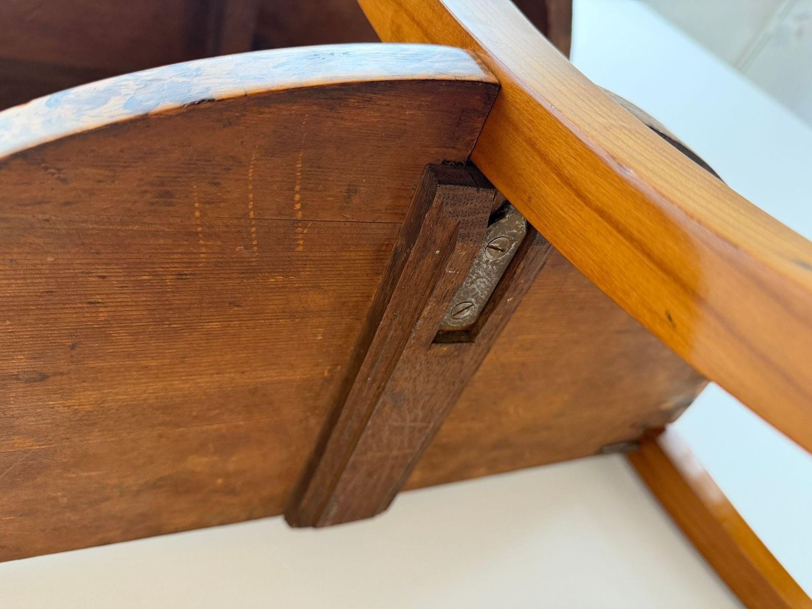 photo buy Biedermeier Demi Lune Console, Cherrywood, Birch Burl, Franconia Circa 1830
