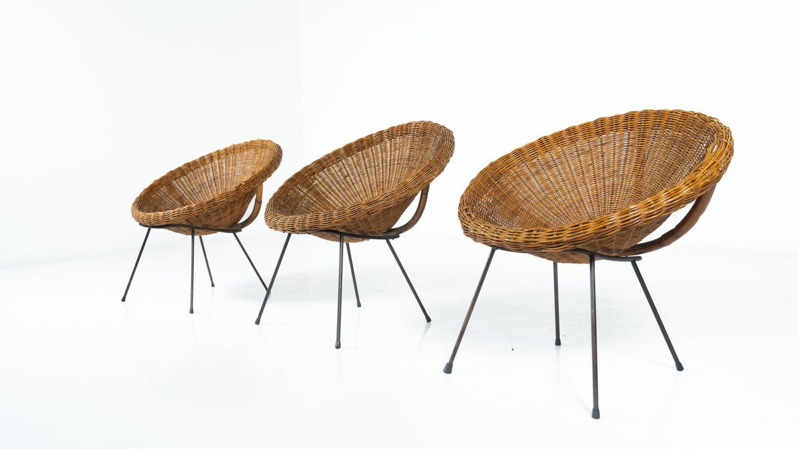 Mid Century Rattan Armchair   3 Available photo vintage