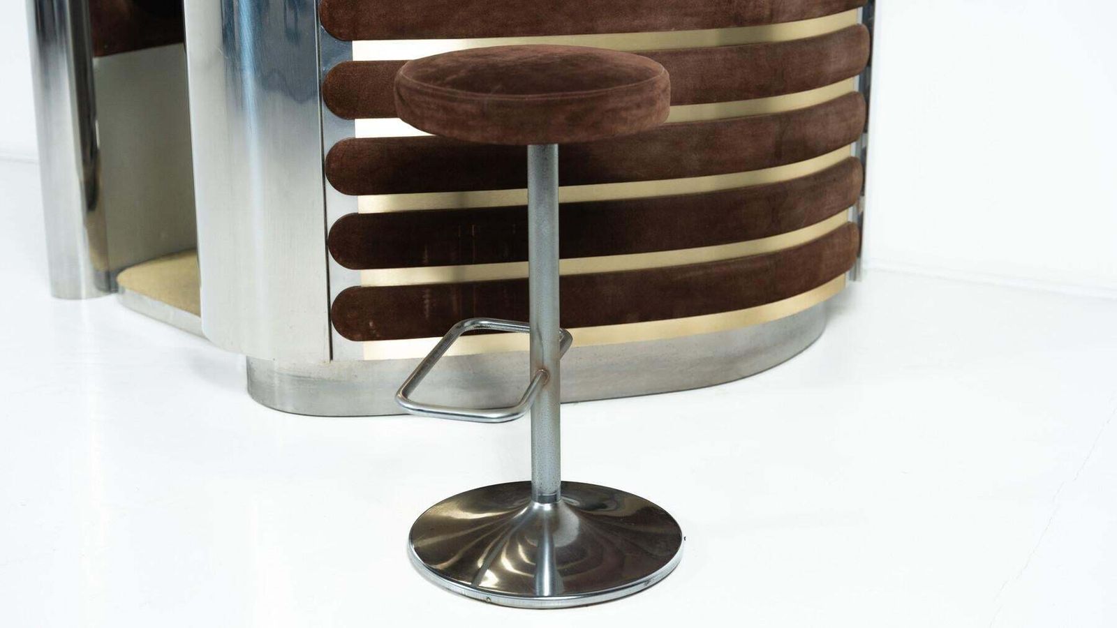 photo furniture Mid Century Modern Suede Bar By Willy Rizzo, Italy, 1970s