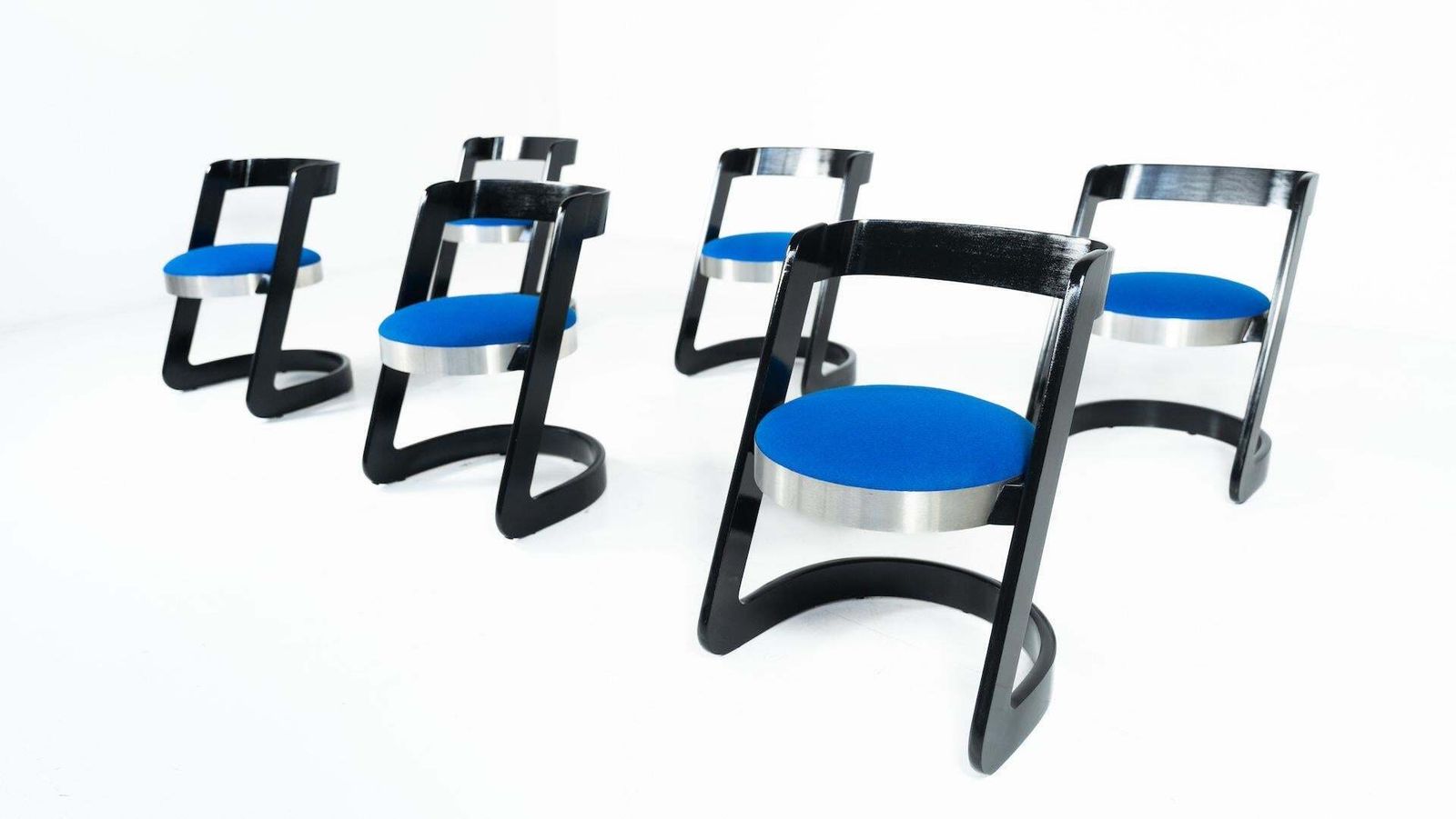 7644.0 Set Of 6 Chairs By Willy Rizzo For Mario Sabot, Italy, 1970s   New Upholstery photo