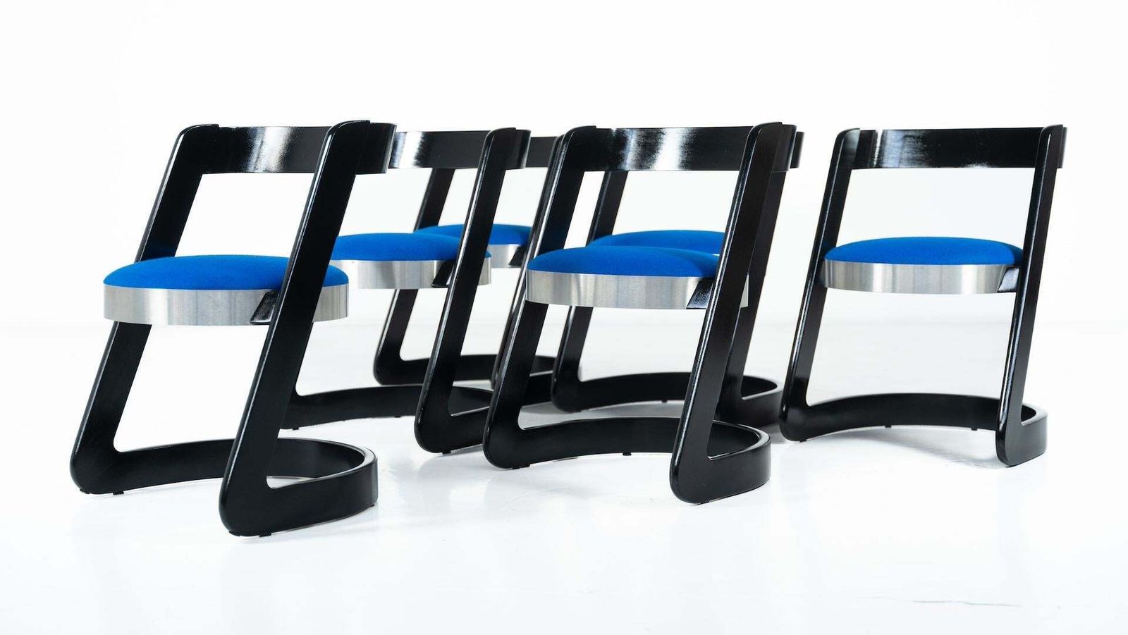 photo buy Set Of 6 Chairs By Willy Rizzo For Mario Sabot, Italy, 1970s   New Upholstery