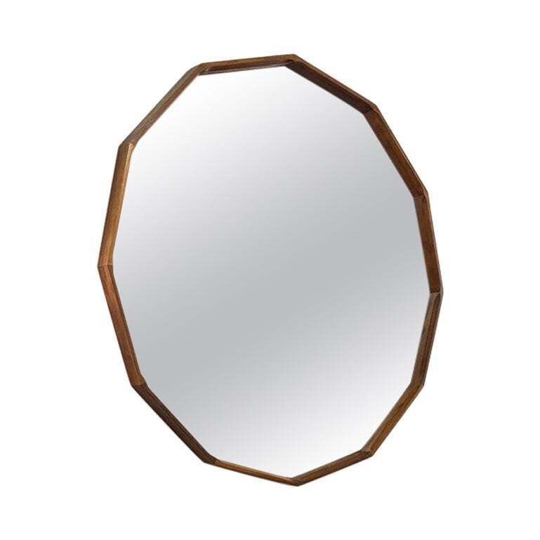 Mid Century Modern Large Wooden Mirror, Italy, 1960s