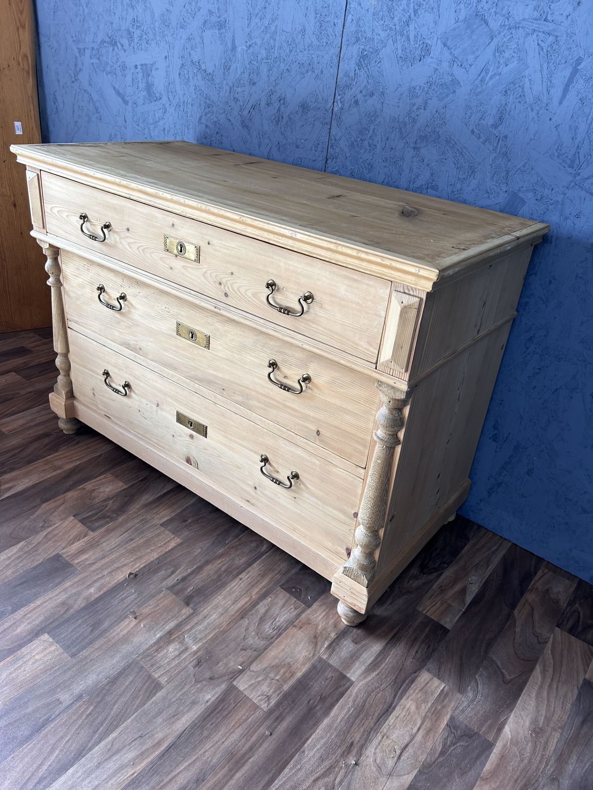 Large 19th Century Continental Pine Chest Of Drawers photo Furniture