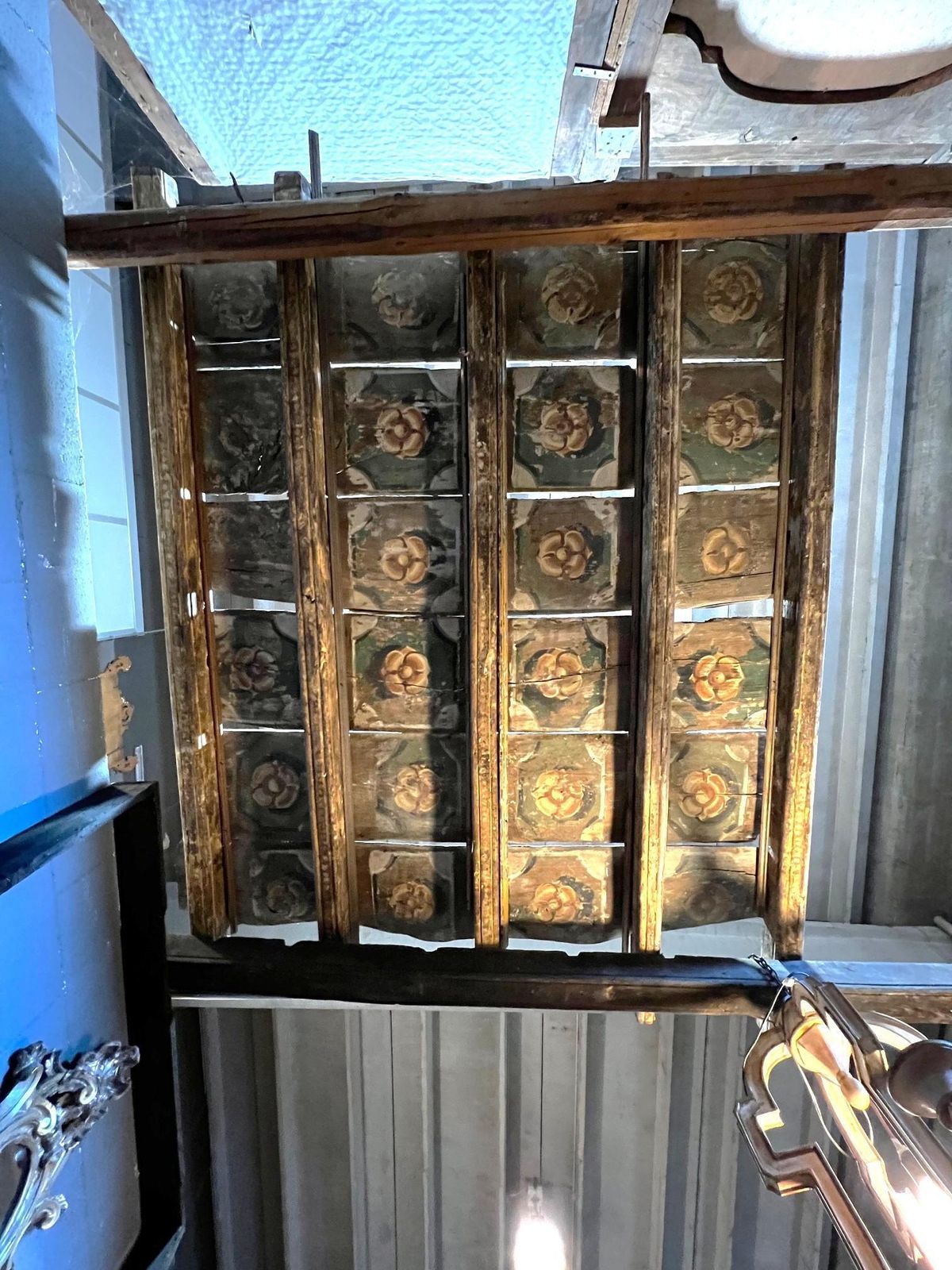 Painted Wooden Plank Ceiling With Tiles, 14 Sqm, Italy photo for sale