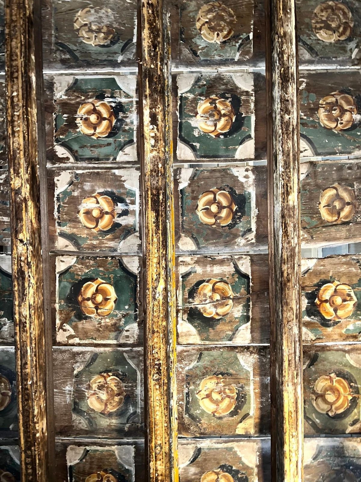 Painted Wooden Plank Ceiling With Tiles, 14 Sqm, Italy photo vinterior