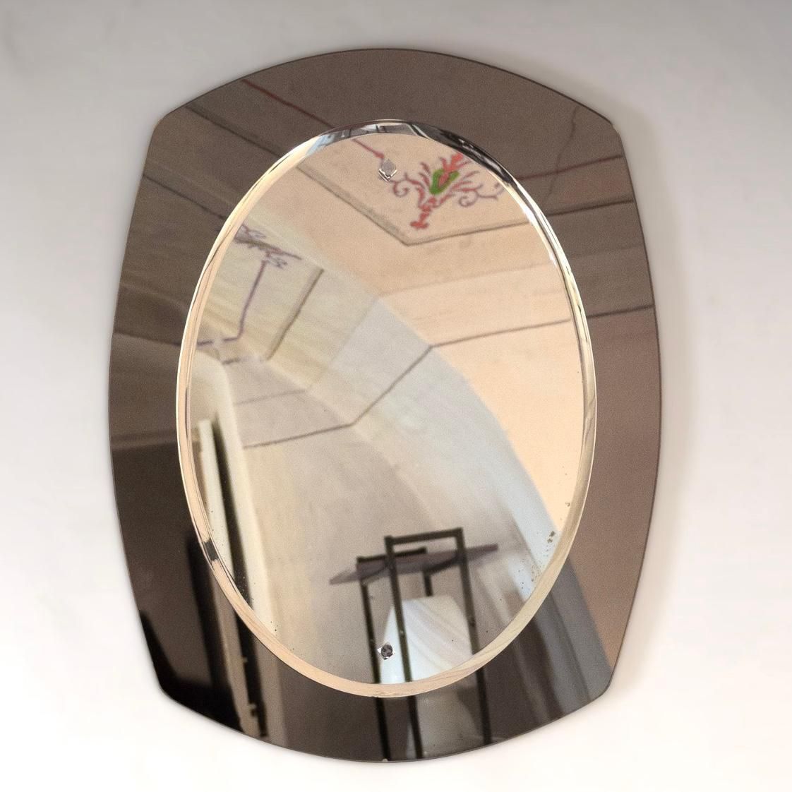 Mid  Century Modern Beveled Glass Wall Mirror, Italy 1970s photo furniture