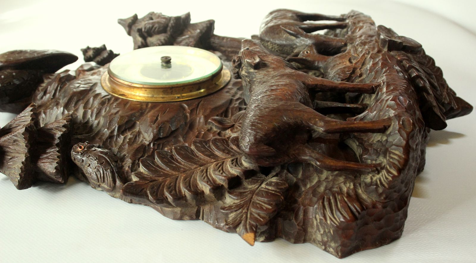1930s   Antique Carving   Relief Like Handwork On Wood With Barometer   Wood, Metal, Glas   Wall Decoration photo vinterior